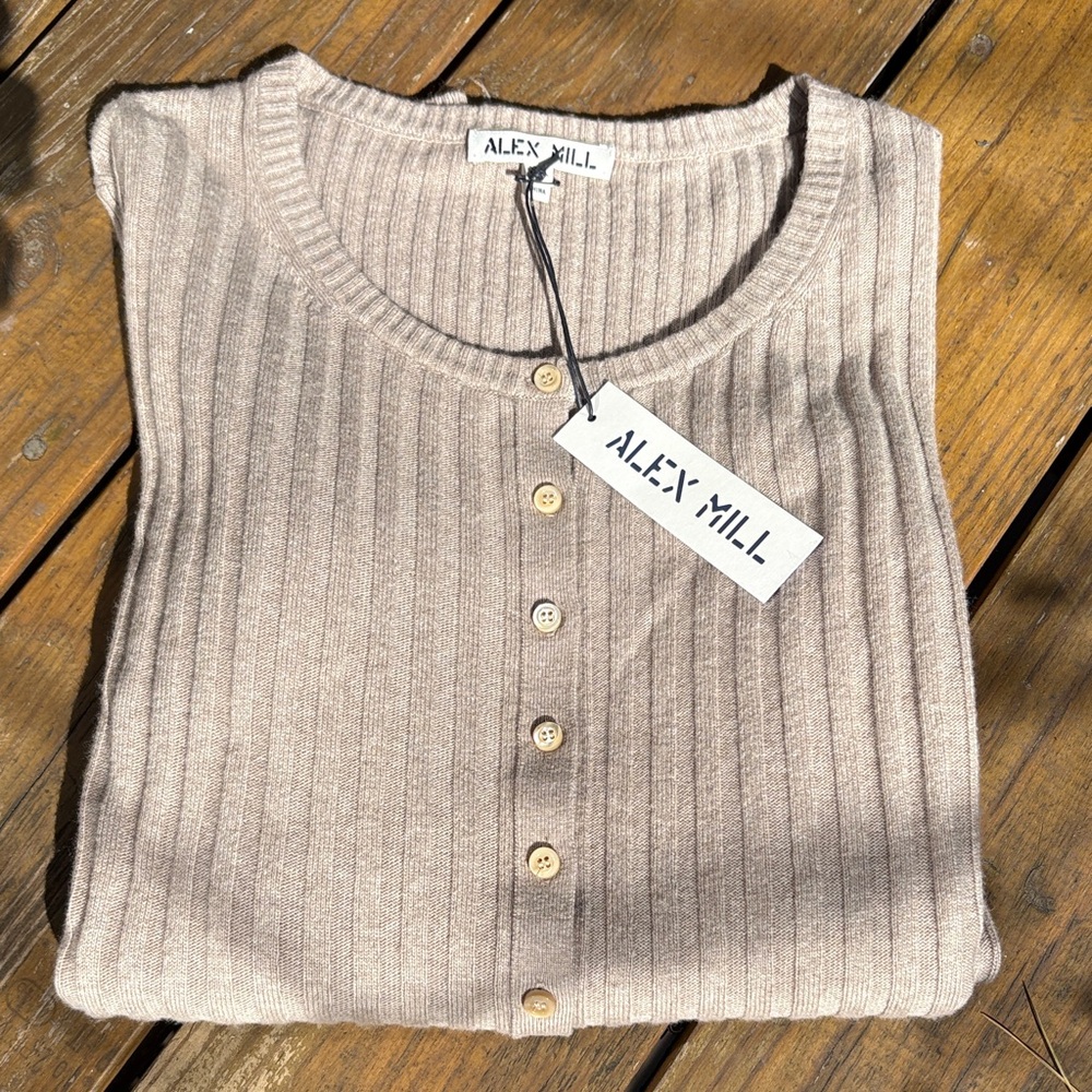 NWT Alex Mill Women's Ribbed Beige Cardigan, XL